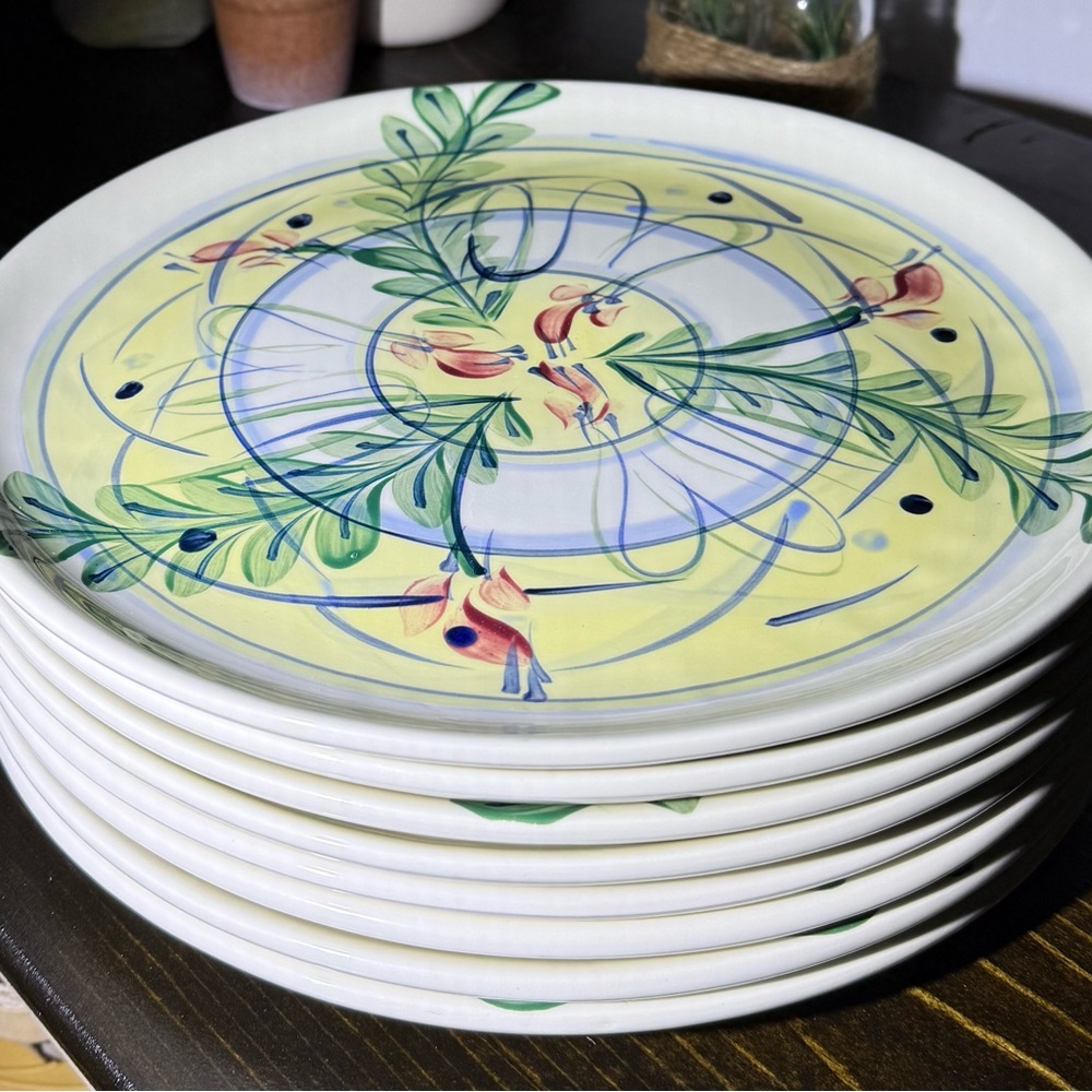 8 Gail Pittman Maypop 12” Service Plates Chargers XL Dinner Plates 1989
